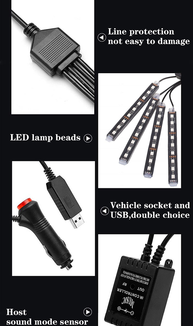 Car LED RGB Strip Light Dash Floor Foot RGB LED Strip Car LED RGB Strip Light Dash Floor Foot RGB LED Strip